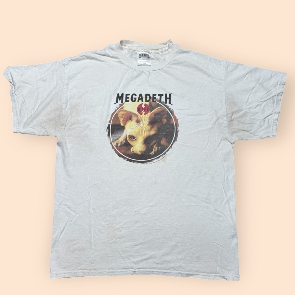 Vintage Megadeth Risk T Shirt Distressed 1999 Large Vtg Metal 90s - Picture 1 of 9